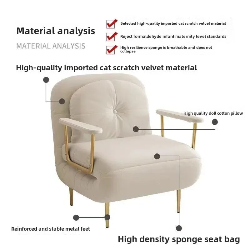 Foldable Sofa New Sofa Bed Dual Use Single Small Unit Balcony Living Room Multi Functional Clouding Stretching Relaxing Sofa