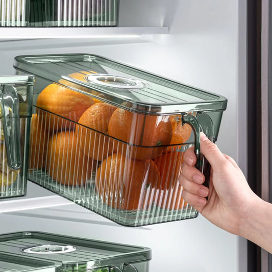 Kitchen Storage Containers with Time Recorder Lid Fridge Organizers Keep Fresh Food and Fruit Refrigerator Freezer Storage Boxes