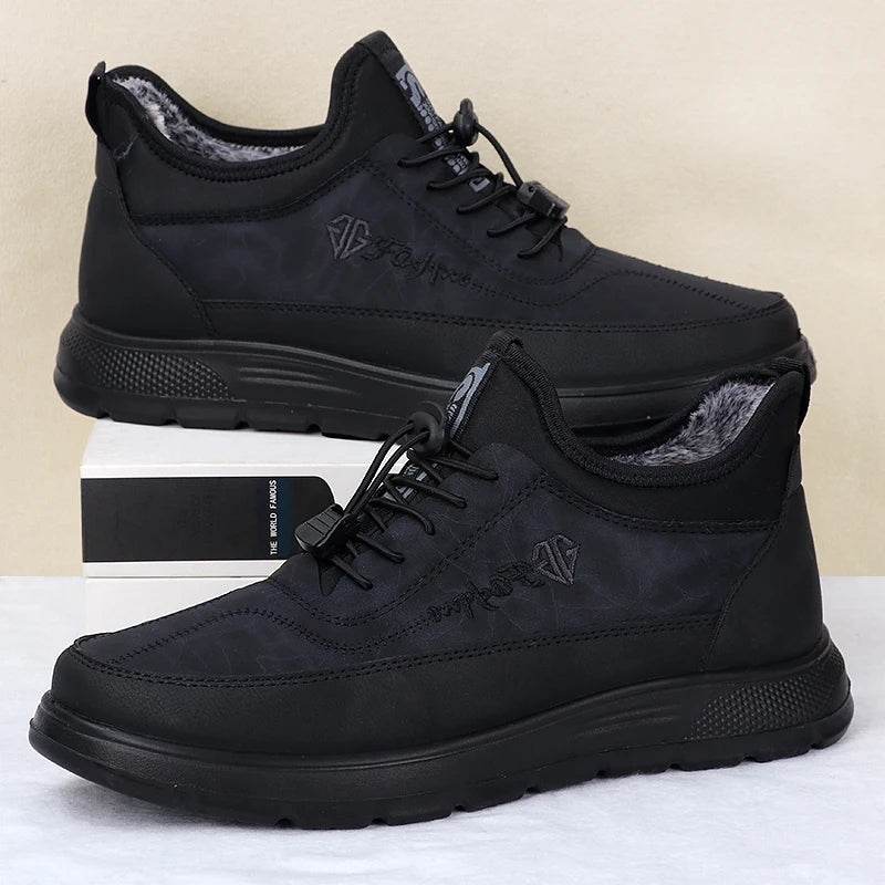 2025 New Winter Men Lace Up Snow Boots Warm And Cold Proof Comfortable And Soft Waterproof And Anti Slip Waterproof And Anti Sli - AIAZ