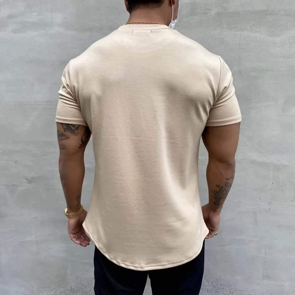2025 Men T-shirt Male Sports Gym Muscle Fitness T Shirt Blouses Loose Half Sleeve Summer Bodybuilding Tee Tops Men's Clothing - AIAZ
