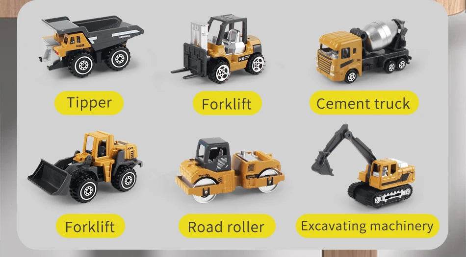 6pcs/set Alloy Engineering Truck Toy Car Classic Construction Model Vehicle Loader Tractor Excavator Toys for 3 years Boys Gifts - AIAZ