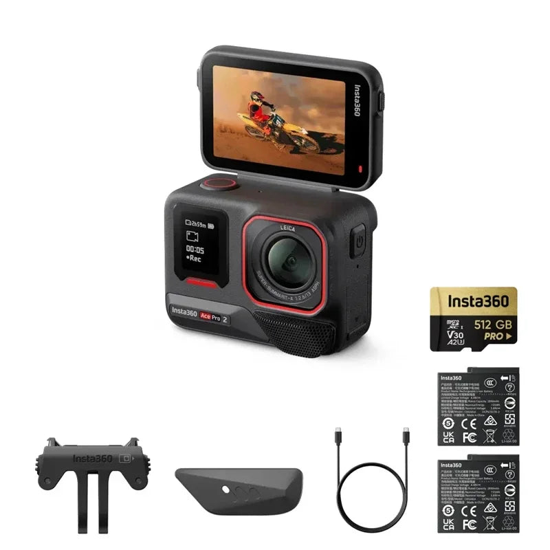 Original Insta360 Ace Pro 2 8K AI Powered Action Cam - Dual Battery Standard Bundle 360 derece aksiyon kamera  4k camera  go pro