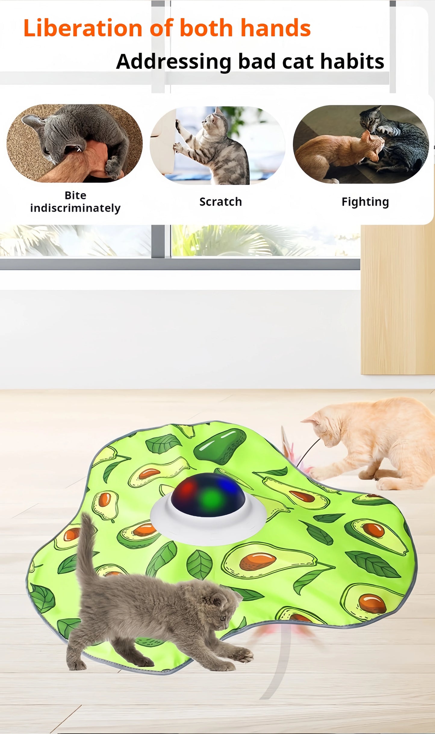 Interactive Cat Toys Rechargeable,Moving Concealed Feathers,Rotating toys,Touch Activated Cat Kitten Toy Cat Exercise Toys