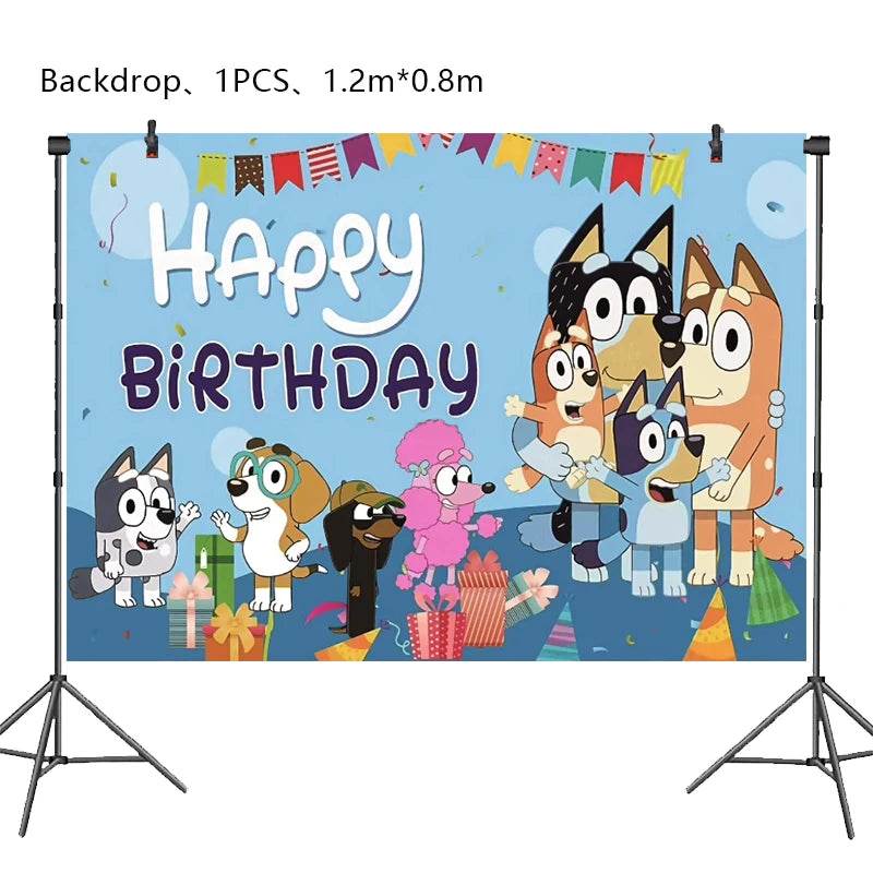 New Bluey Birthday Party Decoration Latex Balloons Bingo Aluminum Film Balloon Disposable Tableware Kids Event Supplies Backdrop - AIAZ