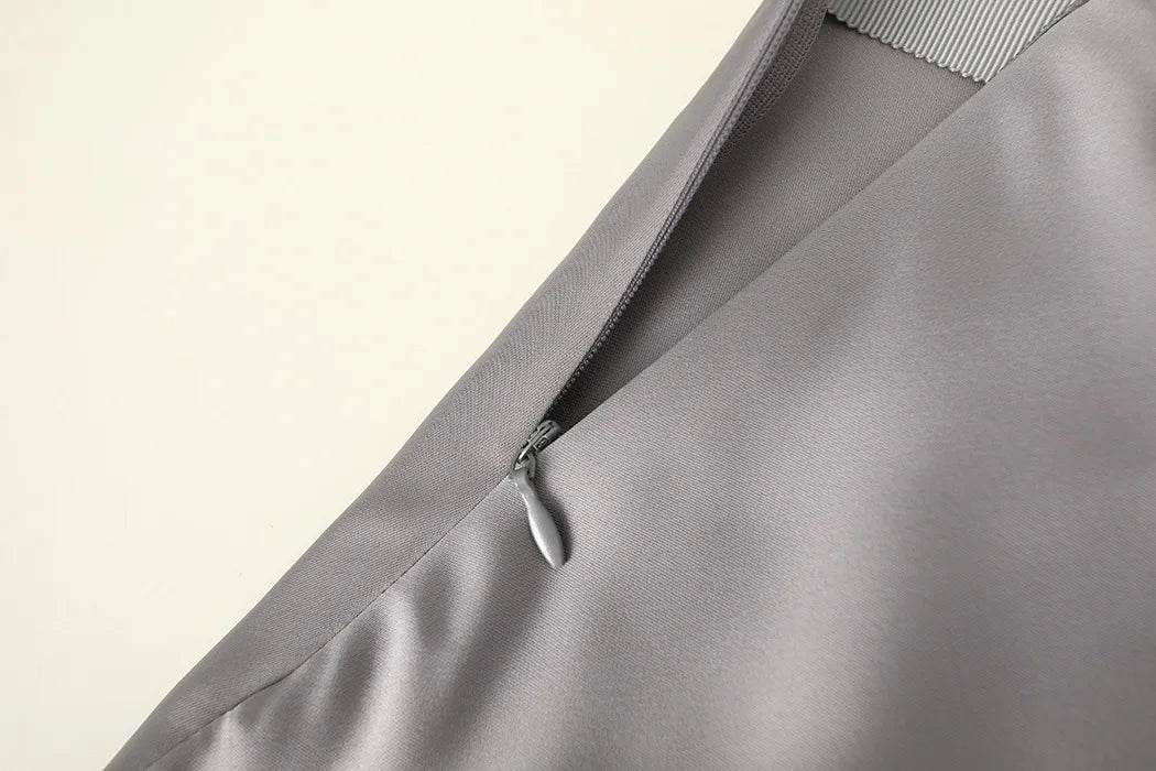 High Waisted Satin Long Skirts for Women Spring/Summer New 2025 Women's Skirt A-line Fashion Elegant Slim Fit Grey Black Skirt - AIAZ