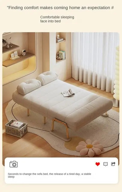 Folding Sofa Bed Dual Use Single Small Unit Balcony Living Room Multi Functional Clouding Stretching Relaxing Sofa Two Seat