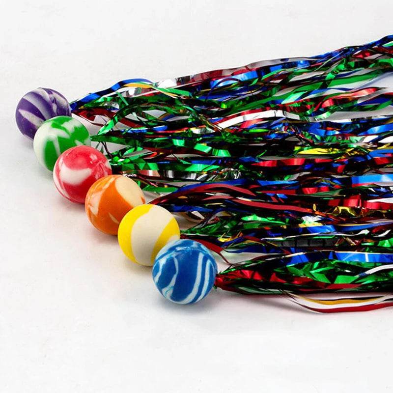 10Pcs 25mm Bouncy Balls with Colorful Streamers Outdoor Toys for Kids Birthday Party Favors Christmas Thanksgiving Pinata Gifts - AIAZ