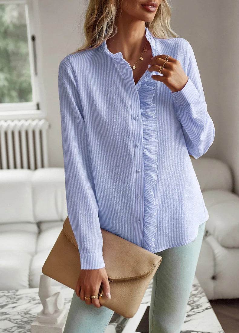 Fashion New Women Elegant Office Shirt,Long Sleeve Top Causal Comfort Simple Shirt,Shirts & Blouses,Tops For Women,Women Clothes - AIAZ