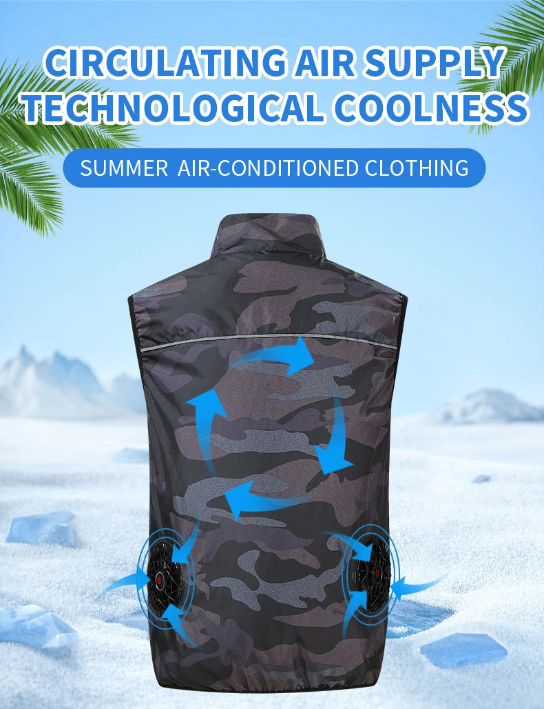 Cooling Fan Vest Hiking Air-conditioned Clothes Men Women Cooling Vest Work Sport Outdoor Camping Fishing Summer Cool Jacket