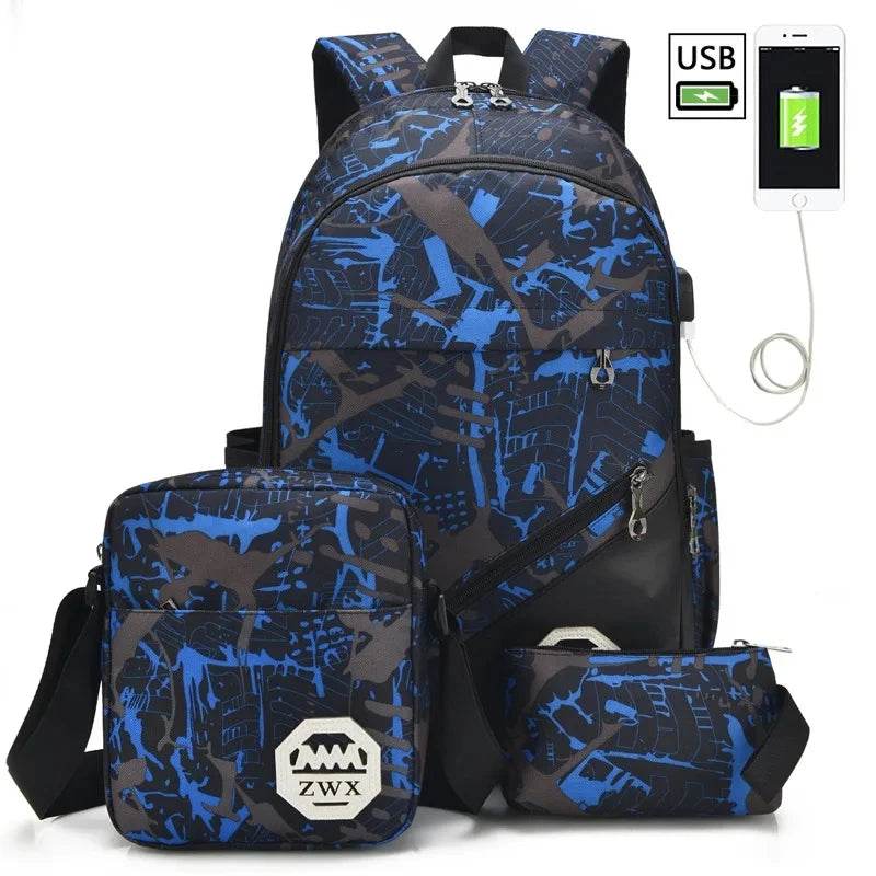 Waterproof travel laptop backpack children School Bags teenager Boys girls camouflage school Backpack set high School backpack - AIAZ