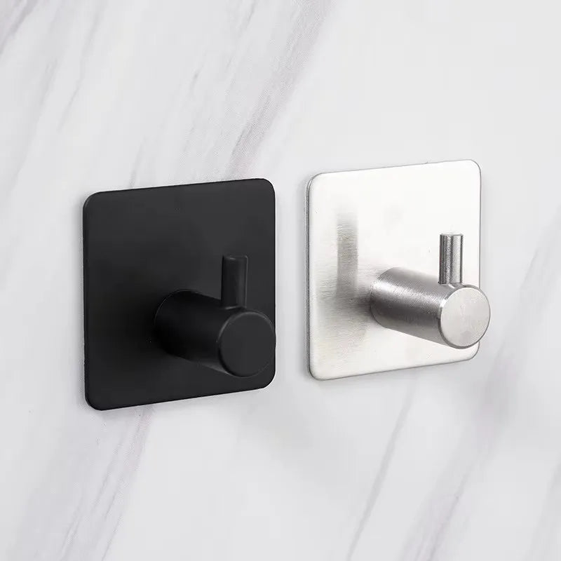 4/1pcs Black Self-Adhesive Wall Hooks for Hanging Keys Clothes Hanger Bathroom Door Robe Hook Coat Rack Towel Holder Accessories