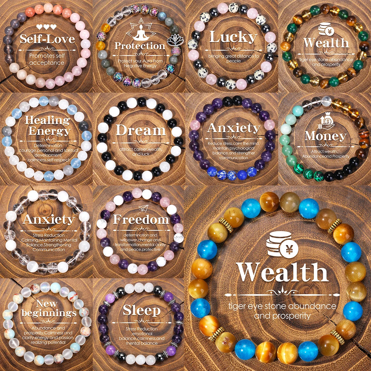 Protection Natural Stone Bracelet For Women Men Attract Good Luck Money Protection Health Crystal Citrine Tiger Eye Bracelet