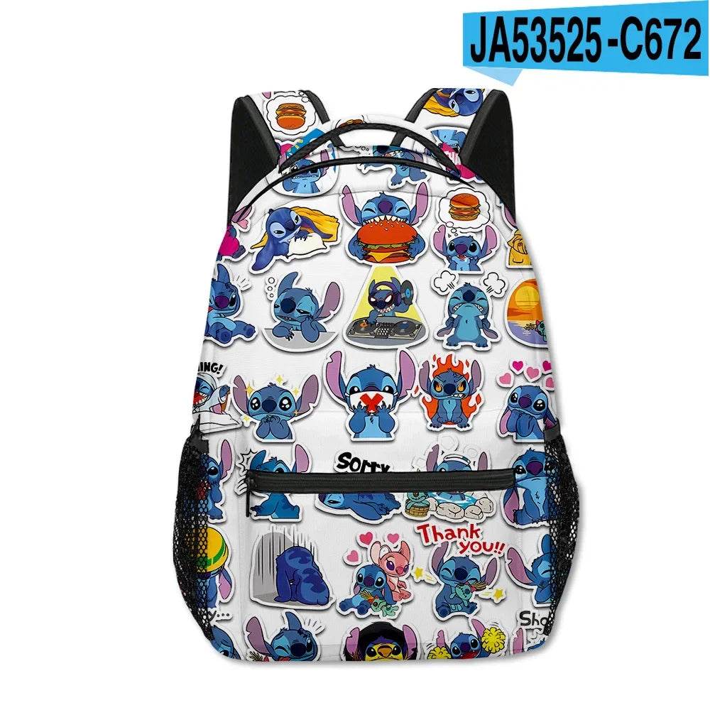 Stitch Primary School Student Anime Backpack Cartoon Large Capacity School Bag Printing Anime Kawaii Cartoon School Bag Mochila - AIAZ
