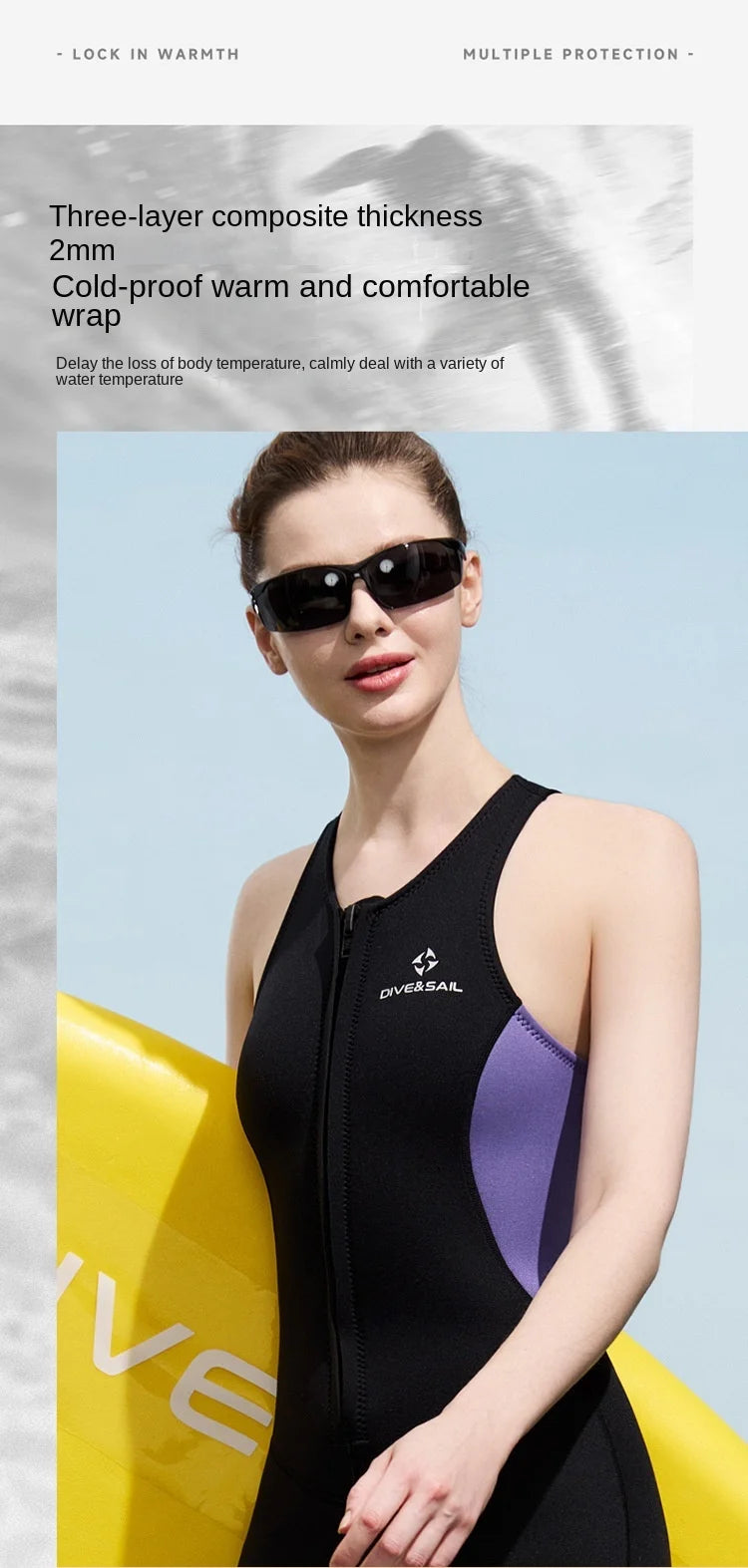 2MM Diving Pants Sunscreen Cold Proof Warm Men Women Neoprene Diving Vest Sleeveless Wetsuit Top Surfing Snorkeling