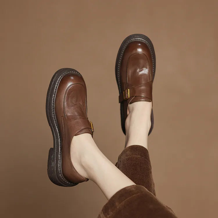 Dress Shoes Women Loafers Cow Leather Sheepskin Rubber Formal Business Suit Ladies 2025 Spring Autumn Handmade