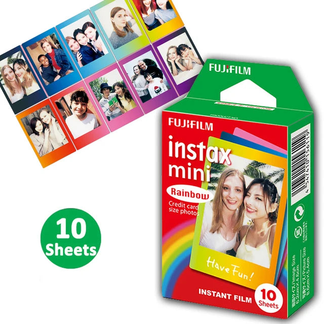 Fujifilm Instax Color Mini Film Instant 10-50 Sheets Black Frame Macaron Rainbow Photo Paper for Mini 12 11 9 8 7s 70 50 90 SP-2