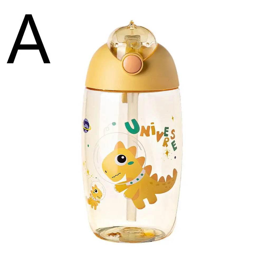500ml Children's Dinosaur Water Bottle With Silicone Straw Leak Proof Plastic Water Bottle Summer Children's Water Cup - AIAZ