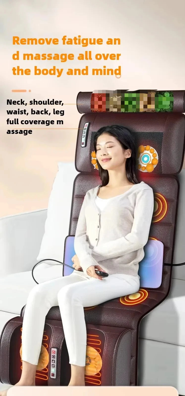 Electric Full Body Massage Mattress With Heating Hand Control Shoulder Neck Waist Airbag Back Kneading vibration Massage Cushion