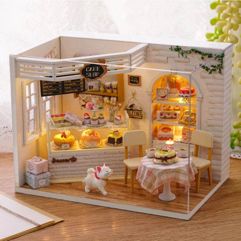 Kitten Mini Doll House 3D Puzzle Assembly Model Building Kit Creative Room Bedroom Decoration With Furniture Wooden Crafts Gifts - AIAZ