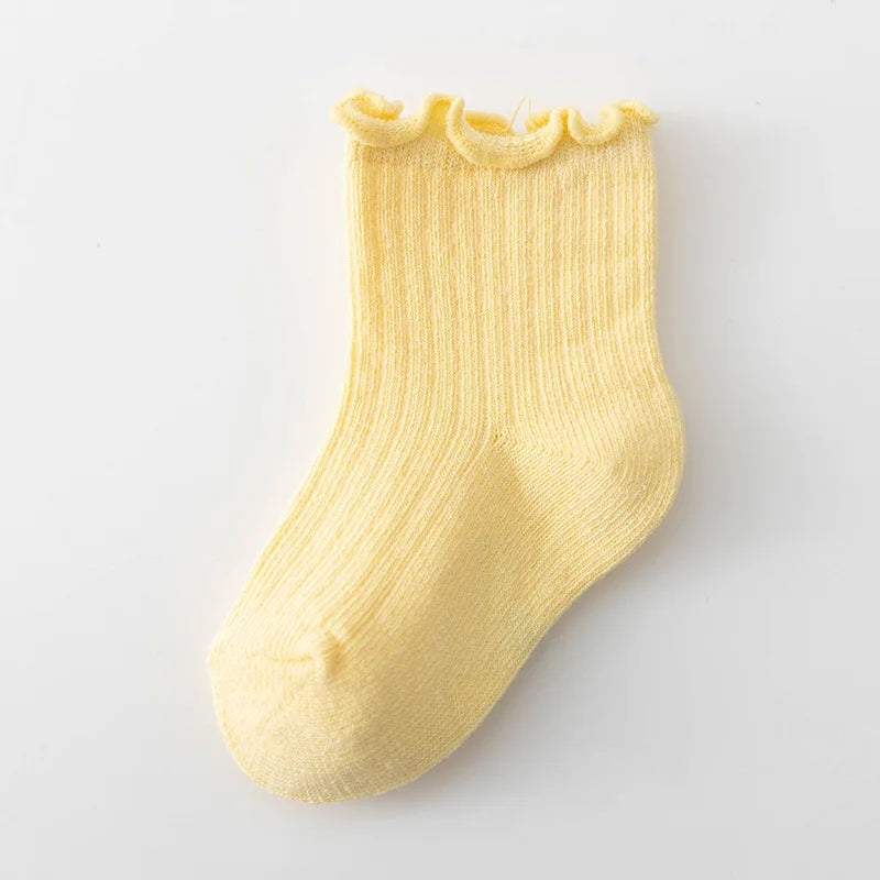 Newborn Cute Ruffle Lace Cuff Socks Infant Baby Girls Ankle Socks Spring Autumn Children Kids Soft Warm Ribbed Cotton Floor Sock