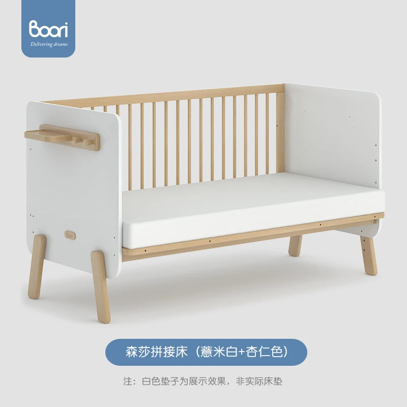ZZ  Splicing Bed Children's Seamless Bedside Bed Widened Crib Adjustable High Guardrail Bed