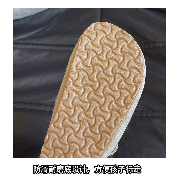 2024 New Girl Boy One Step Flat Bottom Baotou Half Slippers Children Summer Outwear Round Head Half Slippers Lazy Shoes