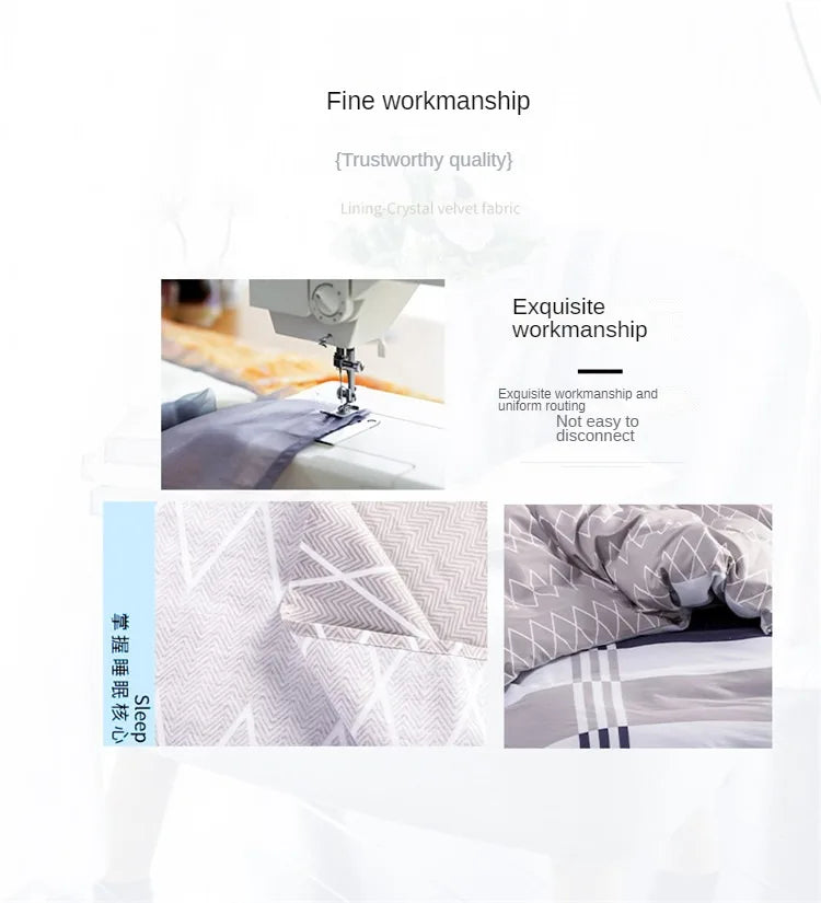 3PC 100% Cotton Duvet Cover Set Striped Printing 1PC Duvet Cover 2PC Pillowcase Cotton Soft Skin Friendly Bedding