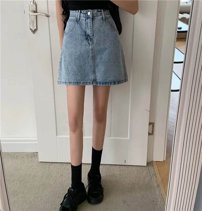 High Waist Denim Skirt Versatile Skirt Women's Clothing A-Line ort Skirt Slimming Wraparound Summer 202 plus Size - AIAZ