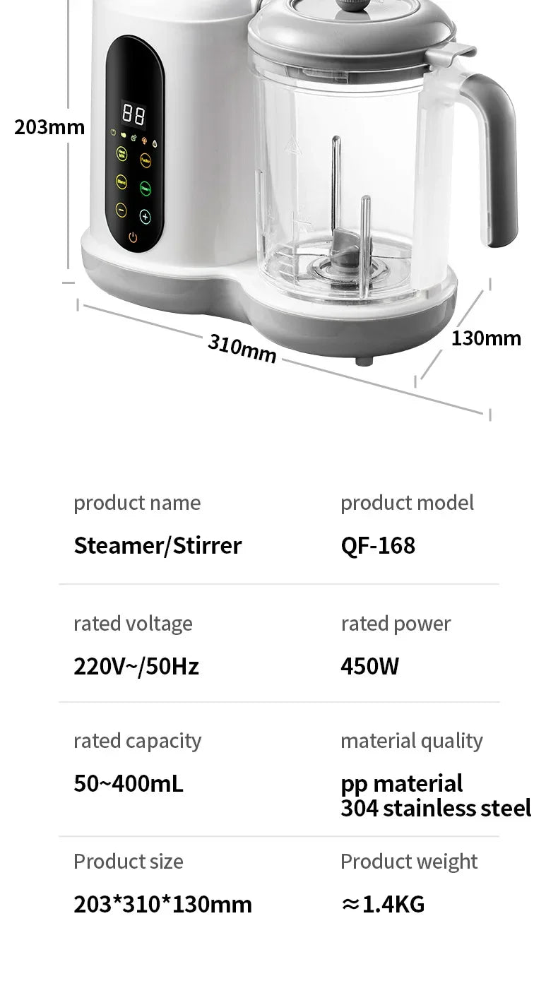 2024 Baby Food Maker One Step Baby Food Processor Steamer Puree Blender Auto Cooking & Grinding Touch Screen Control White