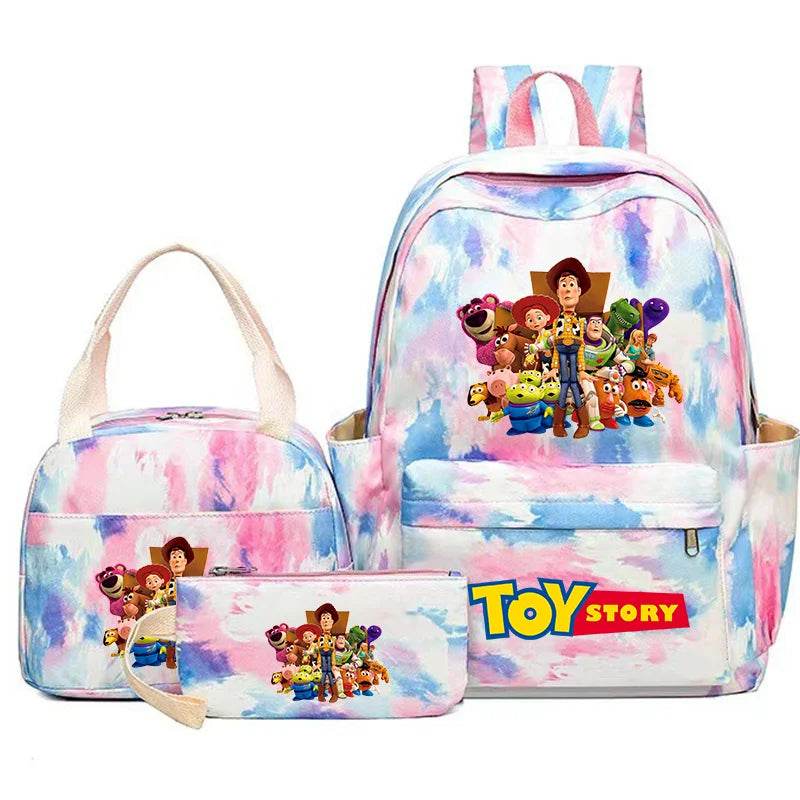 Toy Story Colorful Backpack Set With Tote and Pouch Large Capacity Lightweight And Breathable Outdoor Knapsack School Bags - AIAZ