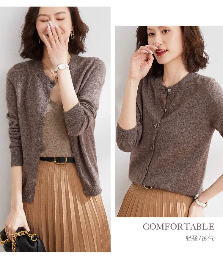 Women Cardigans Sweater O-neck Spring Autumn Knitted Cashmere Cardigans Solid Single Breasted Womens Sweaters 2022 - AIAZ