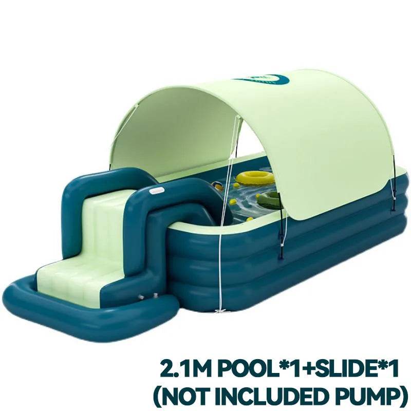 Swimming Pool Inflatable Pools Children's Family Outdoor Party Sun Shade Folding Swimming Pool Slides for Kids Babies - AIAZ