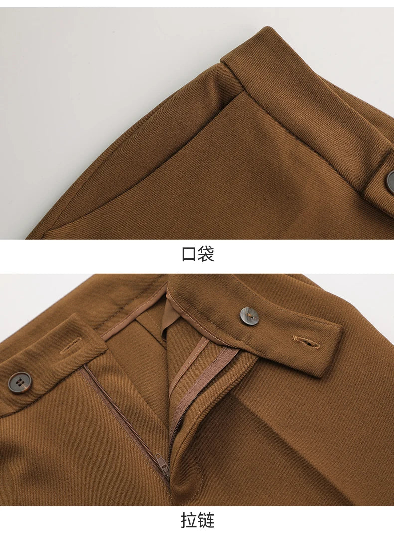 NAVIU High End Pant Suit Brown Solid Office Ladies Female Business Work Wear 2 Piece Set Formal Blazer Jacket And Trouser