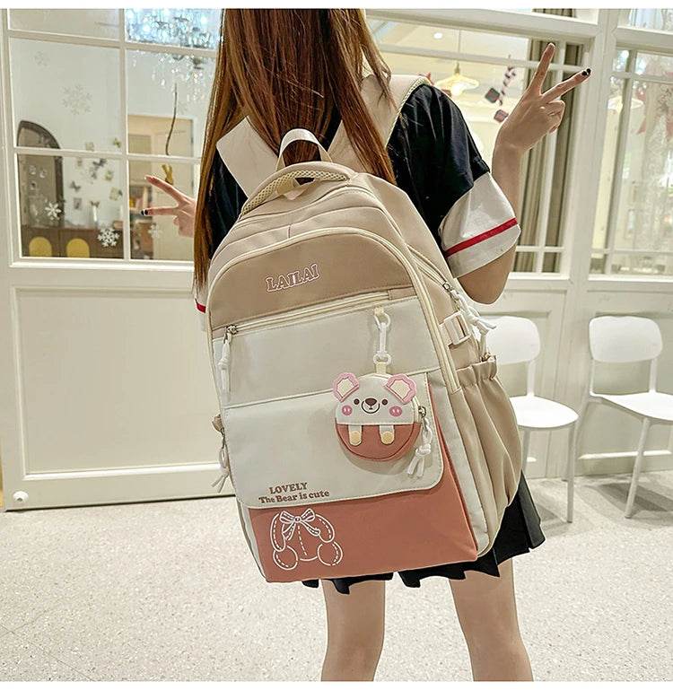 Schoolbag, a lightweight and large - capacity backpack designed for junior high school girls, aiming to relieve pressure and pro - AIAZ