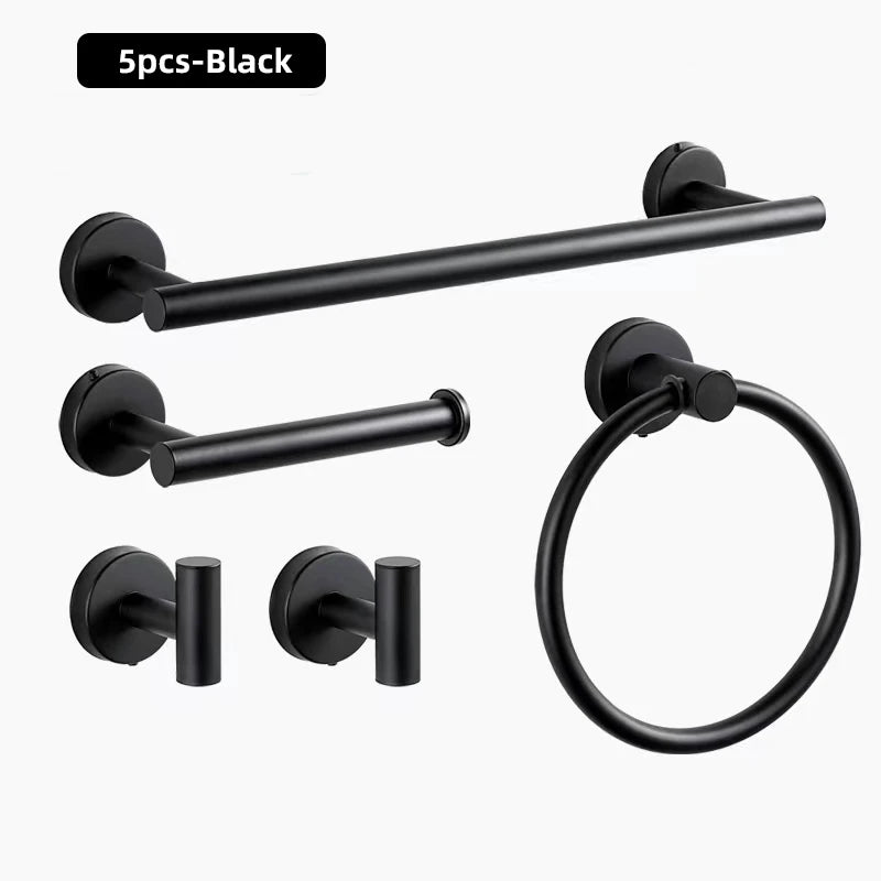 Bathroom Hardware Set Stainless Steel Bathroom Accessories Set Wall Mounted Towel Bar Towel Ring Toilet Paper Roll Holder Set