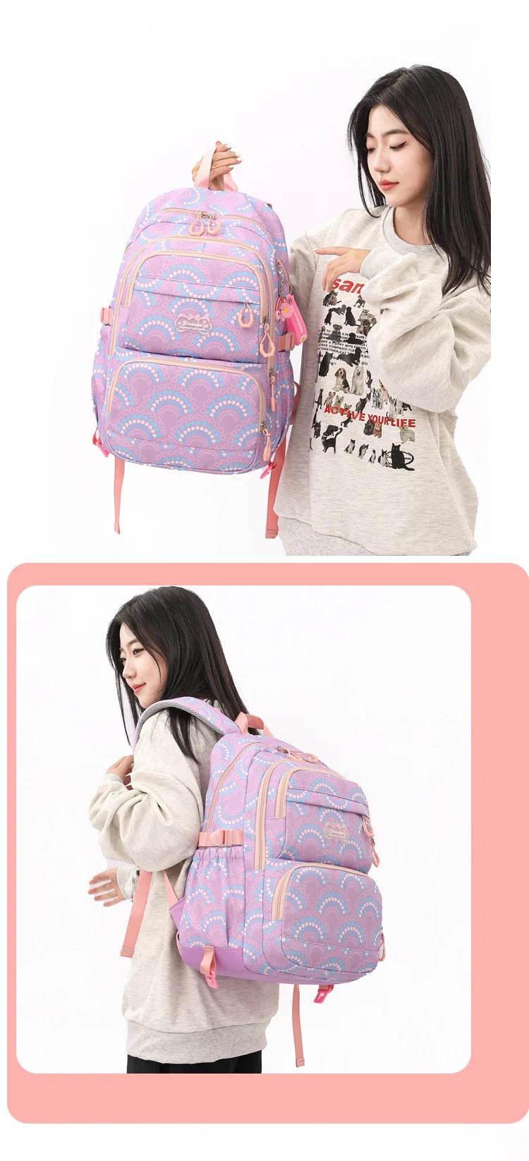 School Bags Girls Casual Travel Backpack Children Middle School Students Backpacks Business Oxford Waterproof Rucksack No Wheel - AIAZ