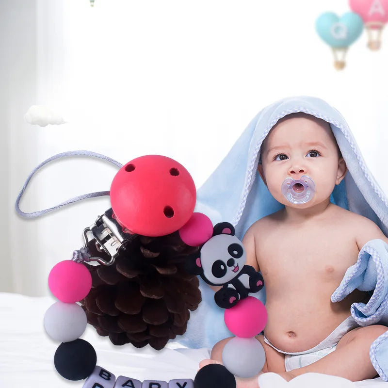 Personalized Name Handmade Silicone Baby Beech Dummy Pacifier Clip Dinosaur Safe Teething  Teether Pacifier Chains Holder Gift