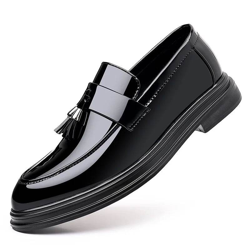 2024 New Men's Casual Business Leather Shoes Bright Black Wedding Banquet Dress Leather Shoes Large fashion Men's Shoes 38-48 - AIAZ