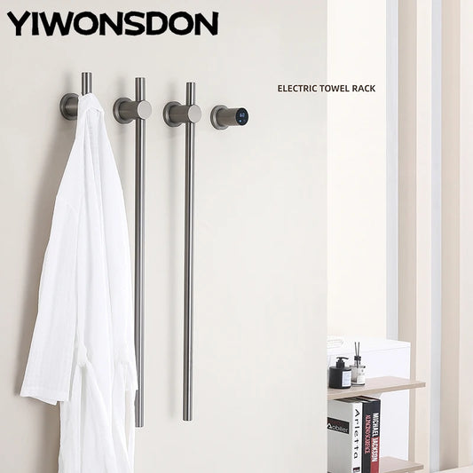 Smart Hidden Carbon Fiber Vertical Electric Heated Towel Rack Black Bathroom Bath Gray Dryer Rail Warmer Wifi Touch Control