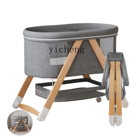 Tqh Babies' Bed Crib Newborn Small Bed Portable Foldable Multifunctional Cradle Stitching Bed