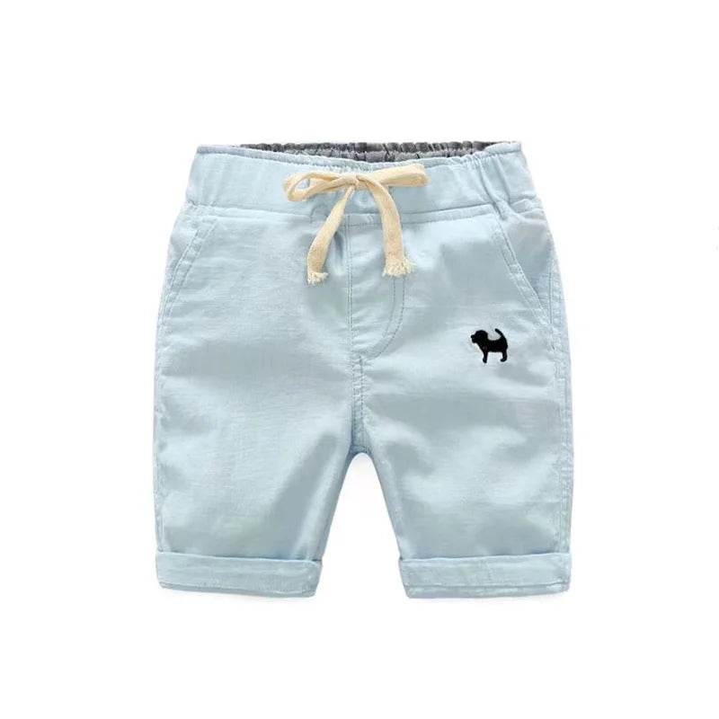 2024 Summer Boys Casual Shorts Children Cotton Elastic Waist Pants Toddler Kids Knee Length Pants Solid Color Baby Boys Clothes - AIAZ