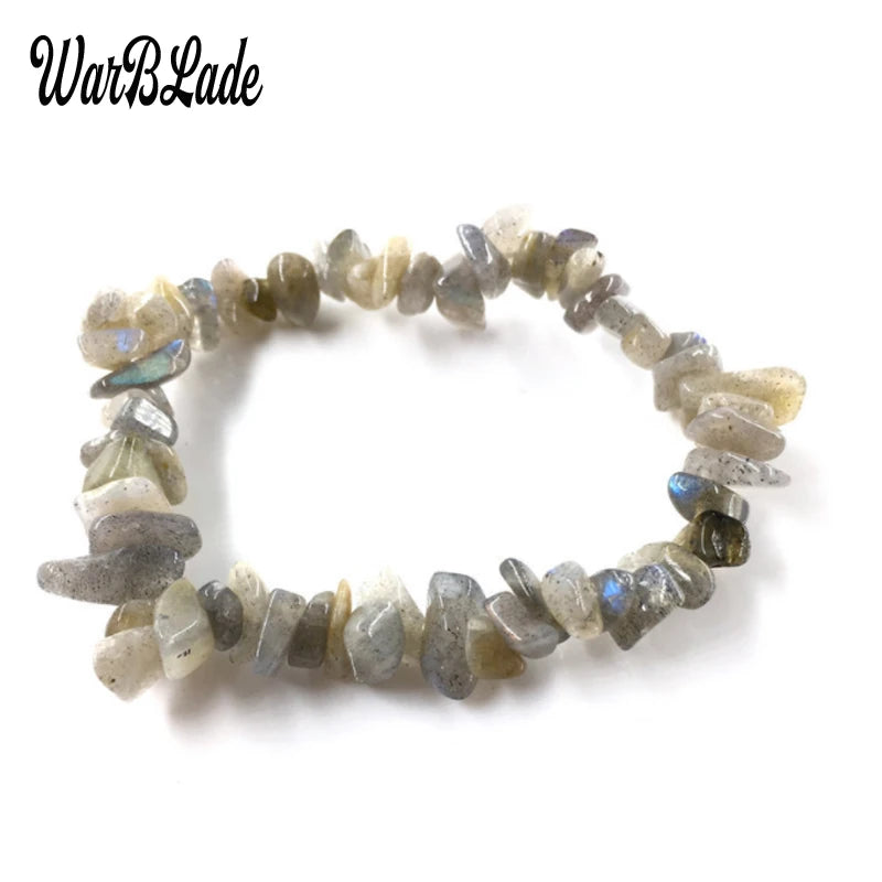 New Women Bracelets Bangles Natural Gem Stone Bracelet Irregular Stretch Chip Beads Nuggets Bracelets Bangles Crystal Wristband