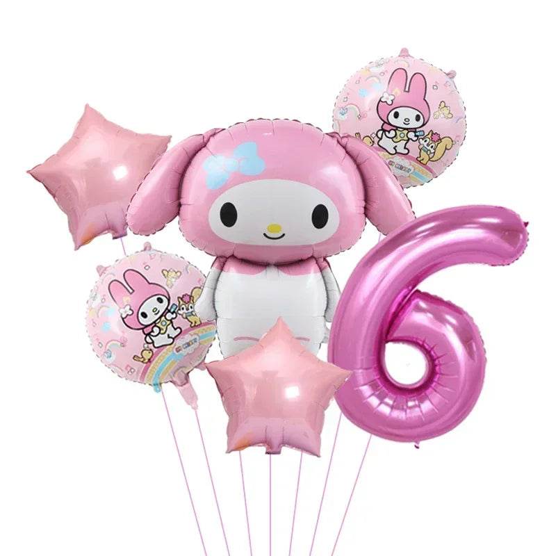 6pcs Cartoon Sanrio Cute Kuromi My Melody Cinnamoroll Foil Balloon 32 inch Number Set Children's Birthday Party Decorative Toys - AIAZ