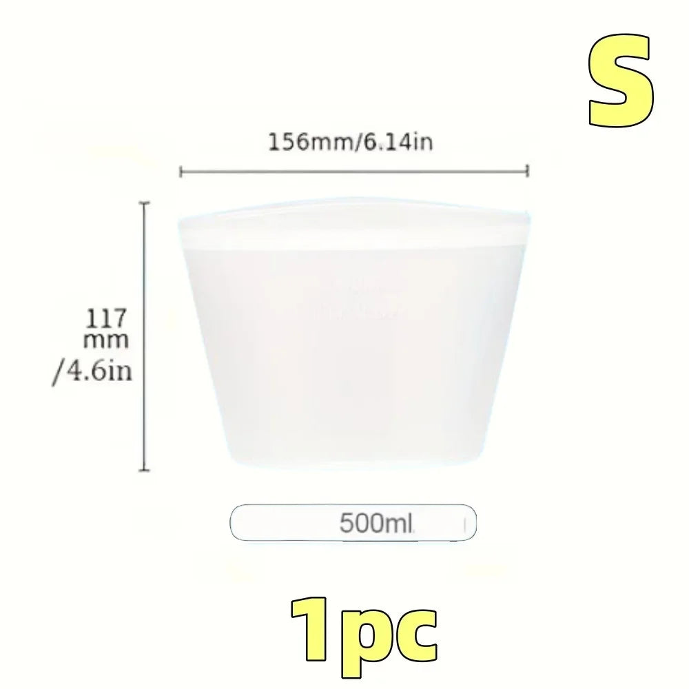 1/3pcs Silicone Food Containers Reusable Storage Bags Leakproof Ziplock Bag Set for Fridge Freezer Fresh-Keeping Kitchen Organiz