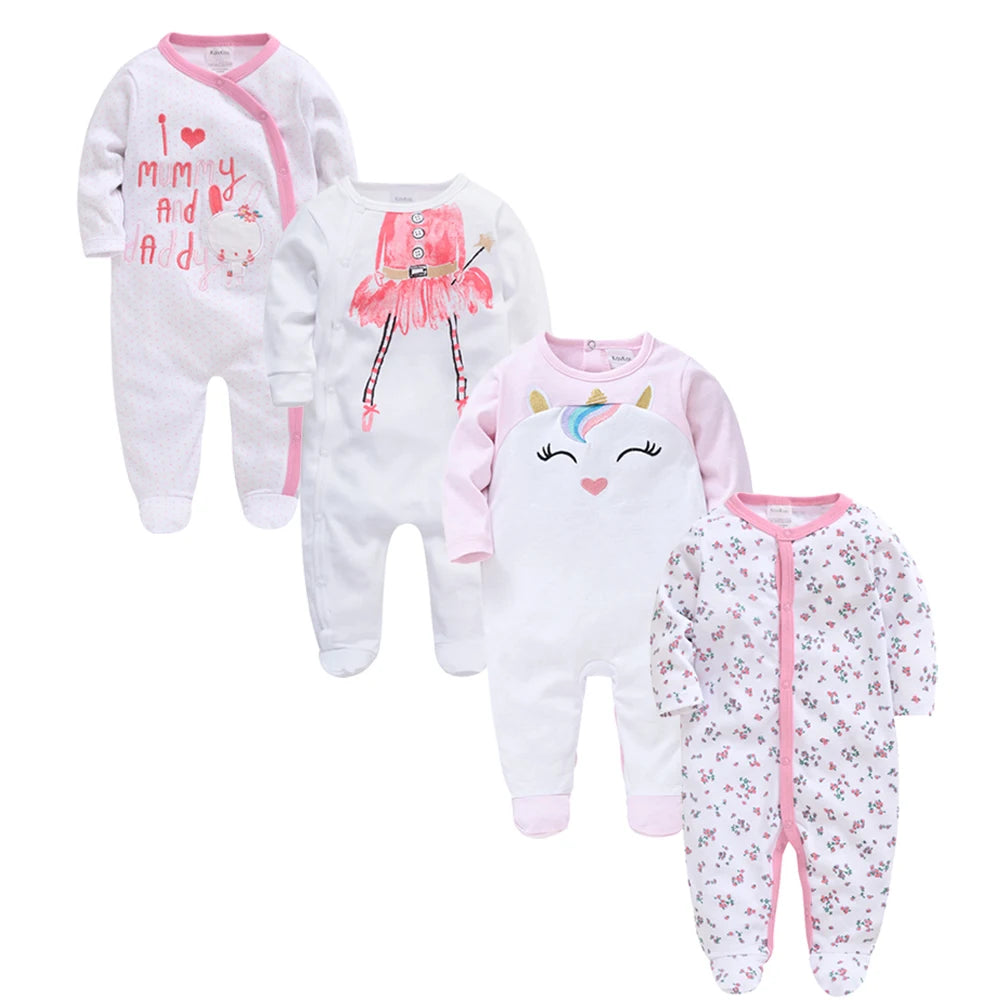 3/4 Pcs a lot Kavkas Baby Boy Rompers Newborn Cotton Girls Clothes Long Sleeve Summer Soft Jumpsuit O-neck 0-12m Onesie Clothing