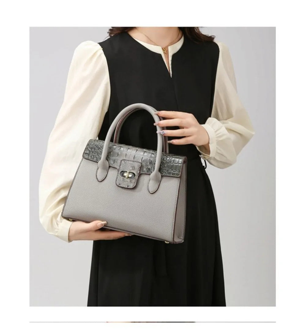 Embossed Handbag for Women 2025 New Fashionable Spacious Soft Leather Woven Rope Shoulder Hand Carry Crossbody Bag