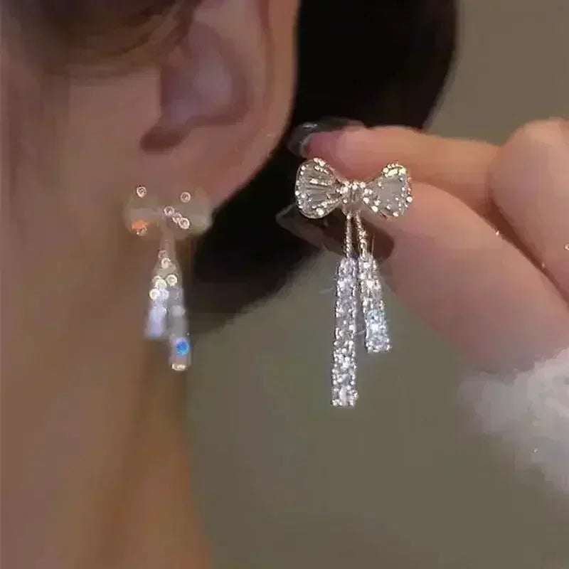 Exquisite Blue Drop-shaped Crystal Pendant Earrings For Women Fashion Personalized Daily Accessories Party Jewelry Birthday Gift
