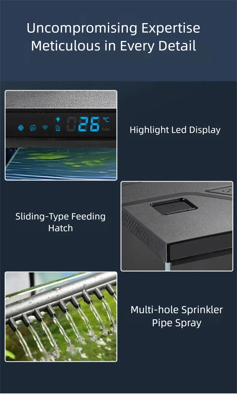 Cool Fish Aquarium Smart Desktop Fish Tank APP Touch Control Silent Air-Reduction Coral Reef for Marine Freshwater