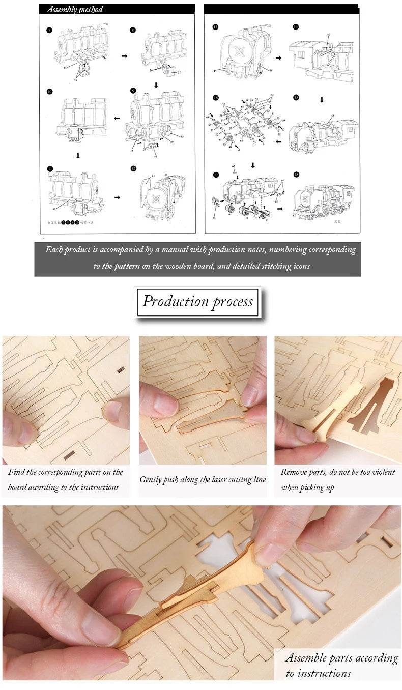 Diy 3d wooden puzzle for Assembly Puzzle Laser Cutting Sailing Ship Biplane Steam Locomotive Train Toy diy Kit for adults Child - AIAZ