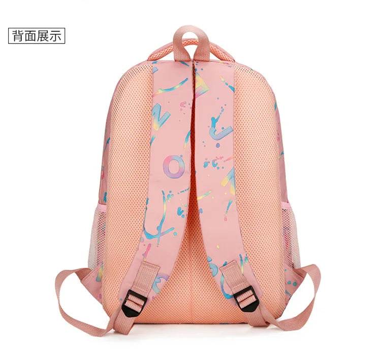 Three piece set of large capacity school backpack versatile letter printed casual backpacks junior high school student schoolbag - AIAZ